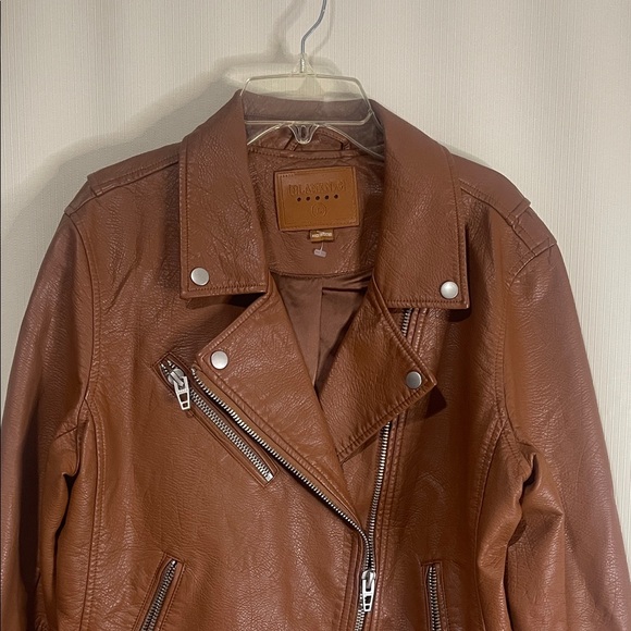 NWOT Blank NYC Tan Leather Jacket with Silver Accents Women’s Size Large - Picture 4 of 12
